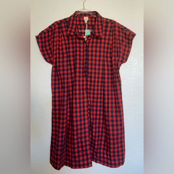 IJOAH Red and Blue Plaid Shirt Dress - Picture 3 of 11